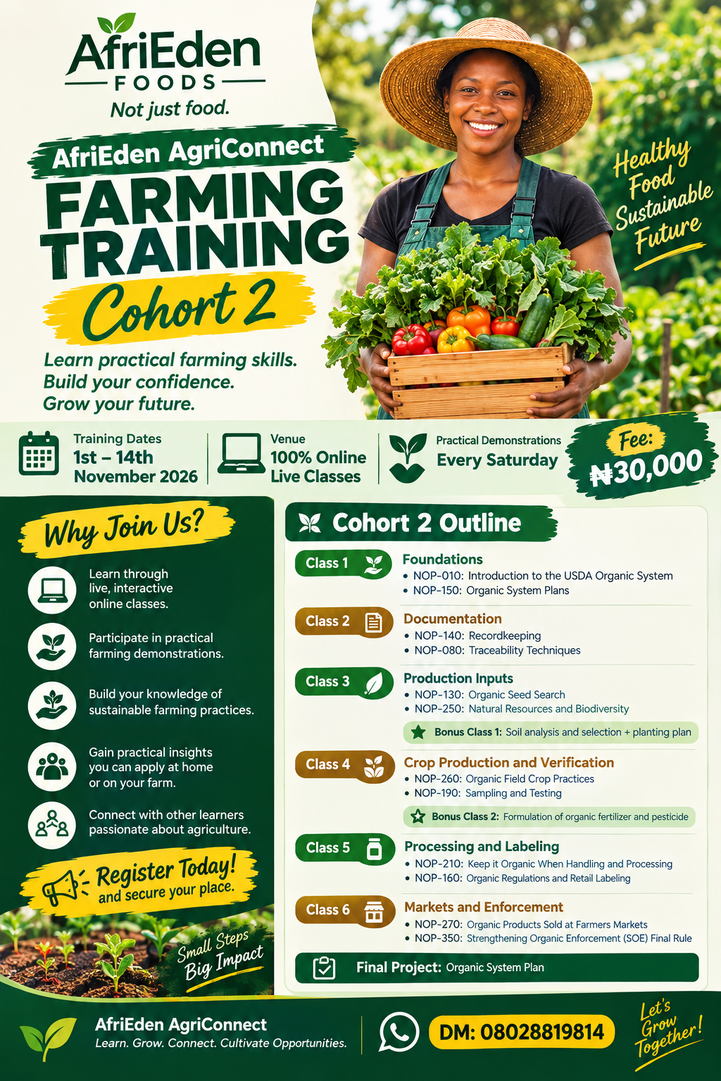 Afrieden Agriconnect International Organic Farming Training Cohort 2 Live Online Classes
